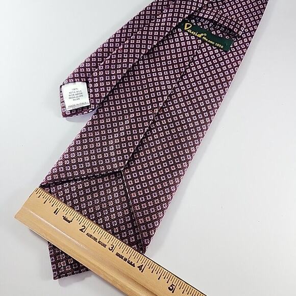Daniel Milano Burgundy w/Square Dots Silk Necktie - Made in Italy - Like New - Picture 2 of 4